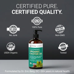 Dr. Berg lab-tested seal closeup indicating verified purity and organic status