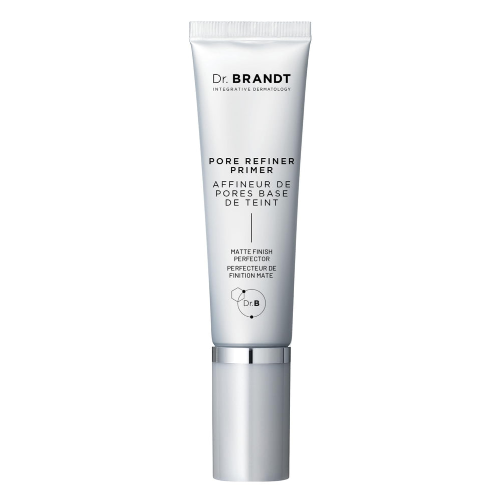 Dr. Brandt tube front view showing compact pore-refiner for travel-friendly use