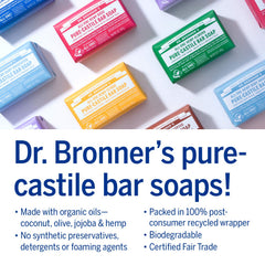Dr. Bronner's recycled wrapper detail emphasizing sustainable packaging and reduced waste