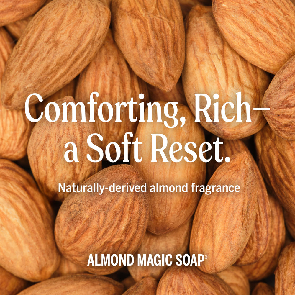Dr. Bronner's almond used at sink for handwashing, gentle and effective