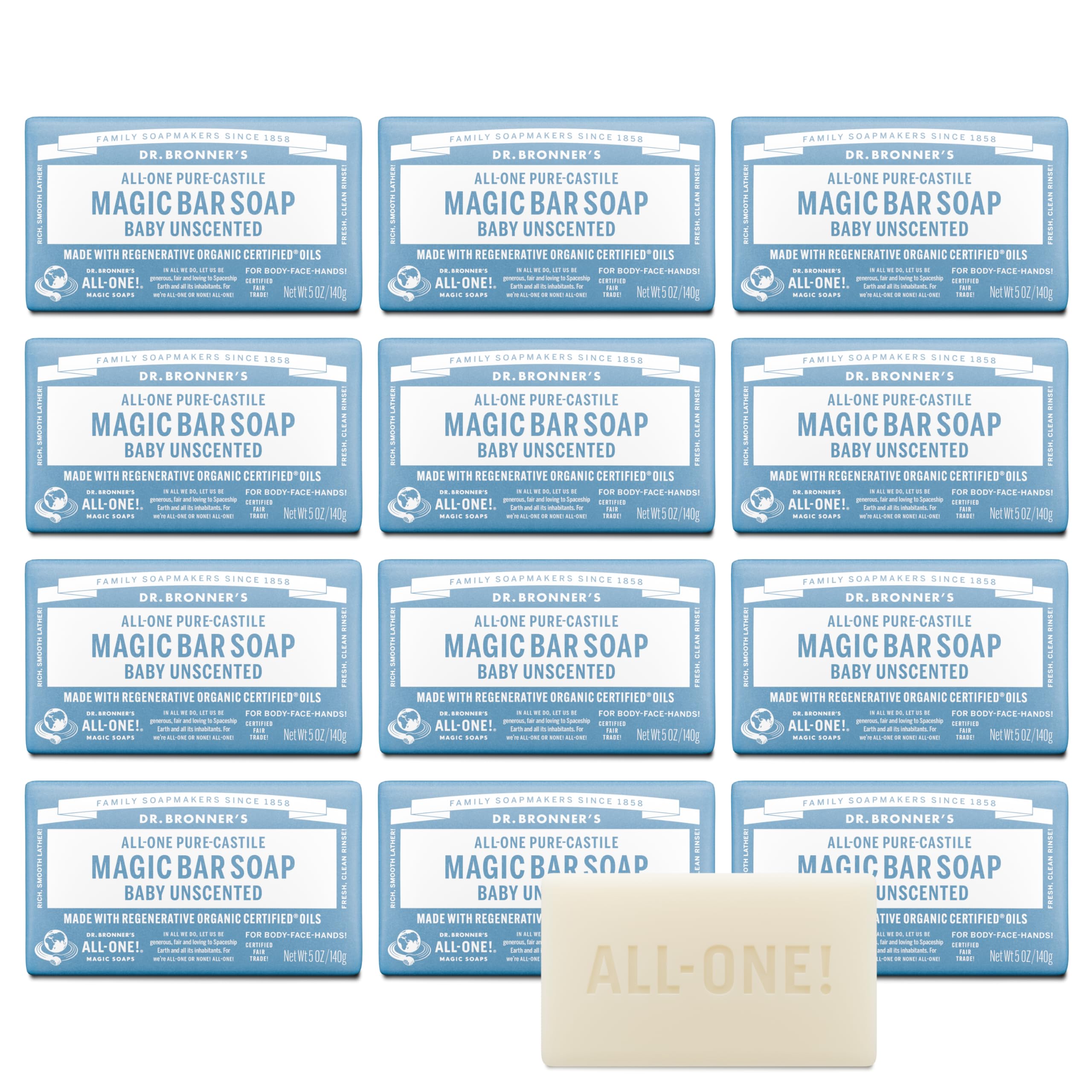 Dr. Bronner's front packaging showing 12-pack and product name for easy identification