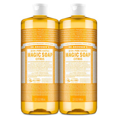 Dr. Bronner's citrus 32oz two-pack front view showing packaging and size benefit