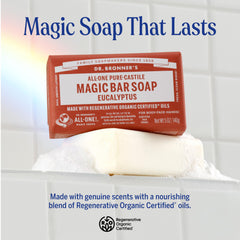 Dr. Bronner's eucalyptus bar close-up of texture highlighting smooth lather potential
