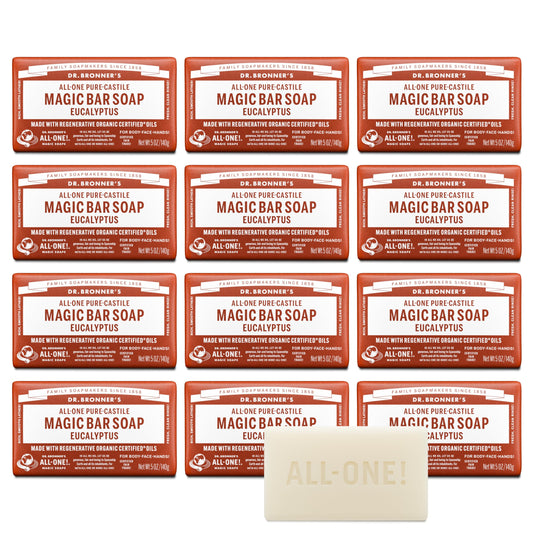 Dr. Bronner's eucalyptus front packaging showing product and benefit of clear labeling