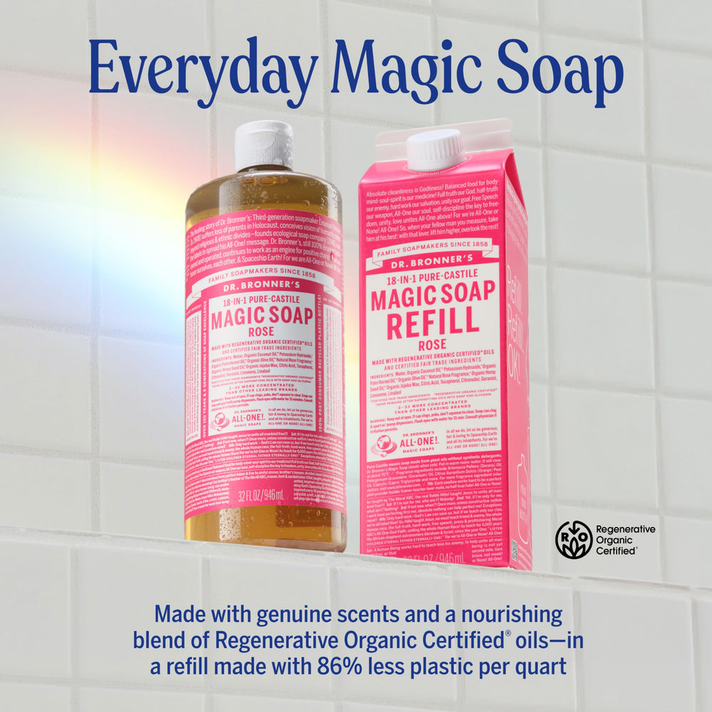 Close-up of Dr. Bronner's label and organic ingredient list for transparency