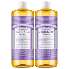 Dr. Bronner's lavender front label showing product details and organic benefits