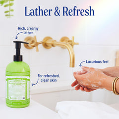 Dr. Bronner's bottle label noting recycled plastic and eco benefit