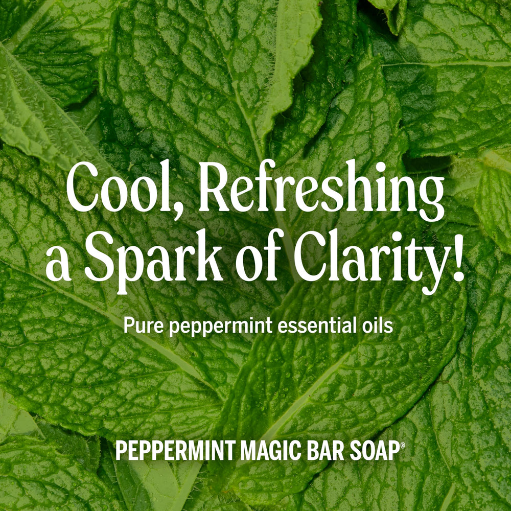 Dr. Bronner's peppermint bar label and ingredients list showing plant-based oils