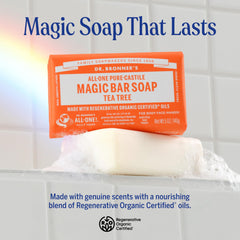 Dr. Bronner's tea tree bar close-up texture highlighting rich lather potential