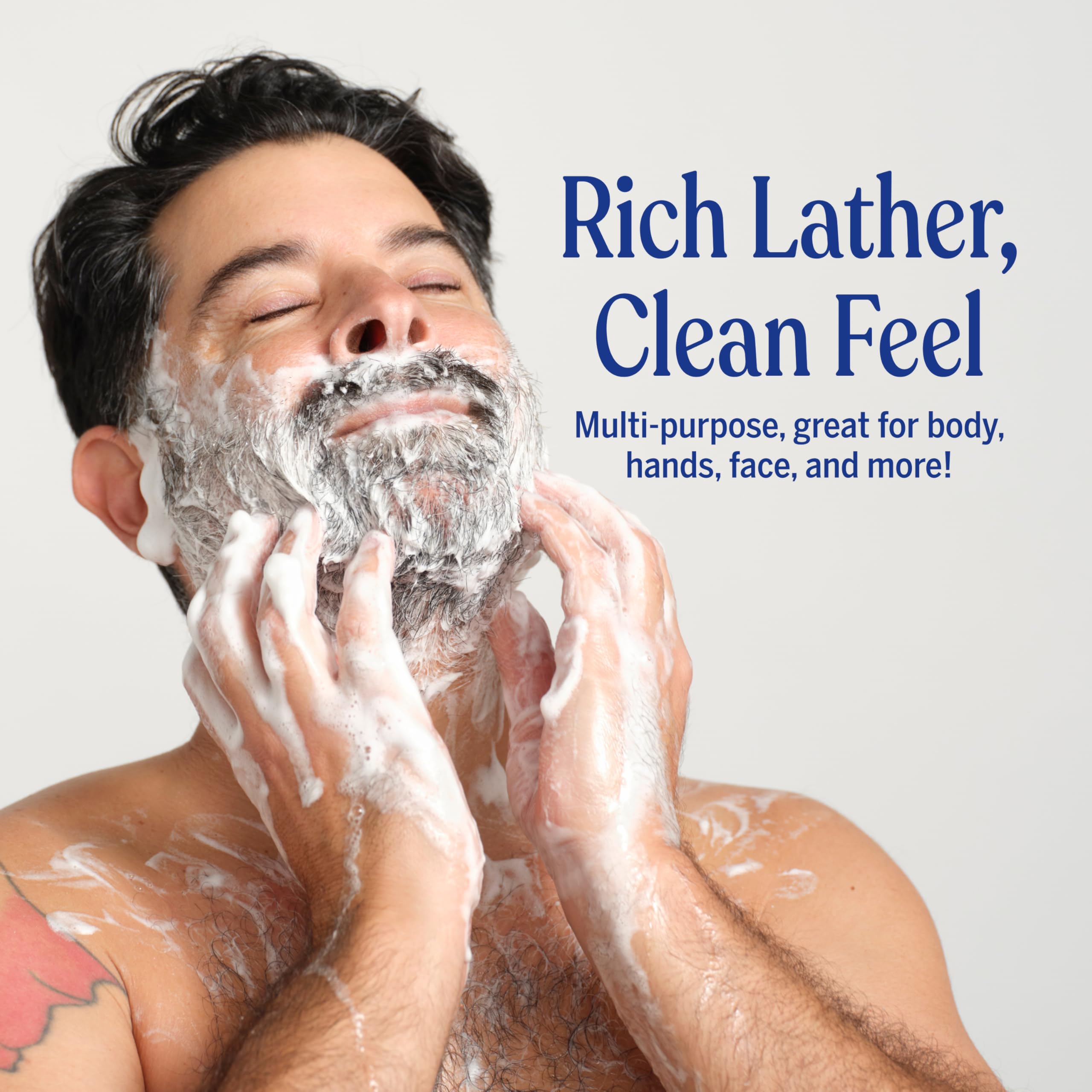 Dr. Bronner's Tea Tree bottle detail showing clarifying natural oils benefit