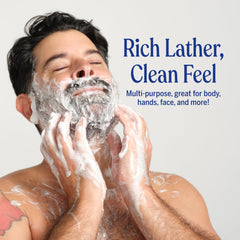 Dr. Bronner's Tea Tree bottle detail showing clarifying natural oils benefit