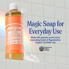 Dr. Bronner's liquid soap being poured to show concentrated texture