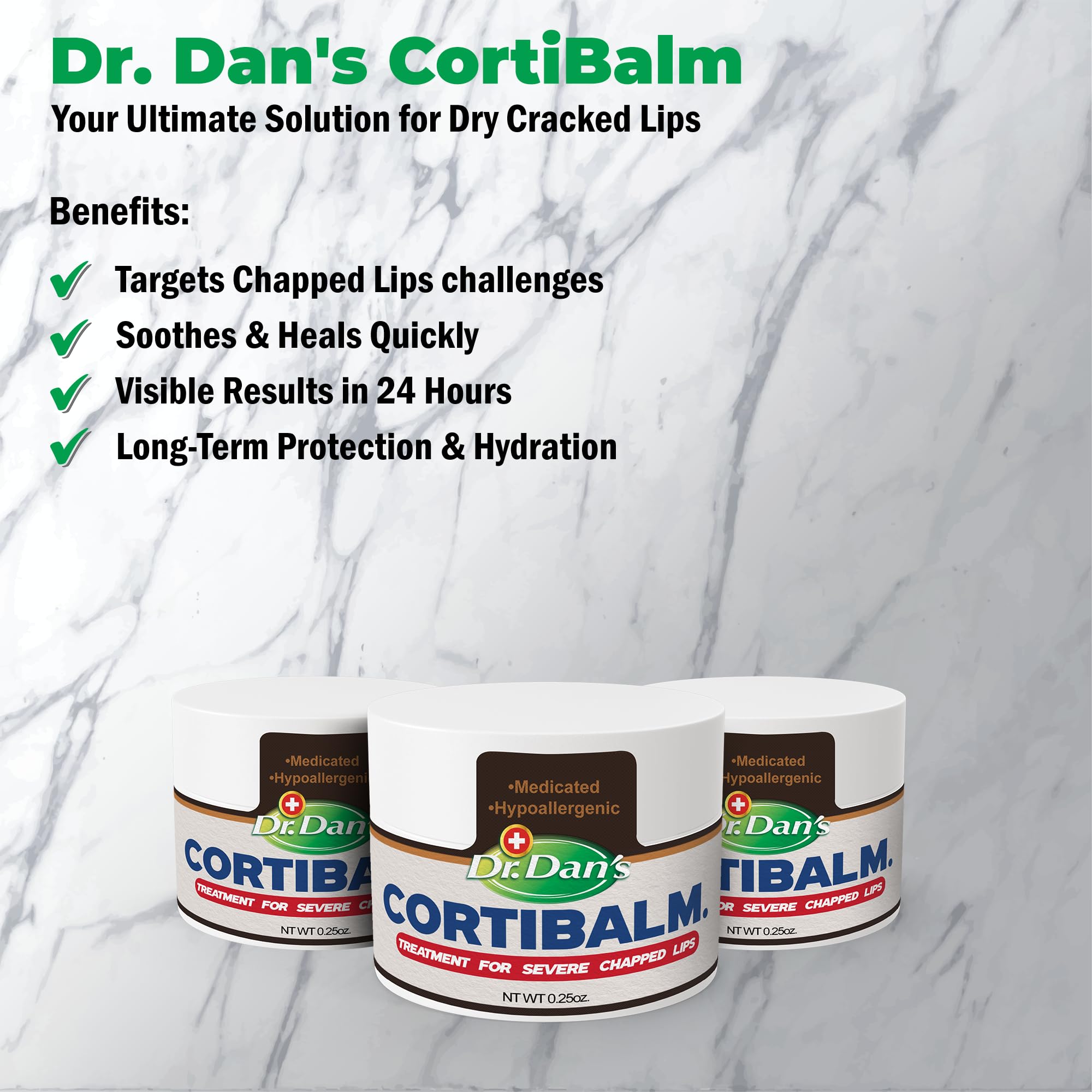 Dr. Dan's being applied to chapped lip showing targeted relief