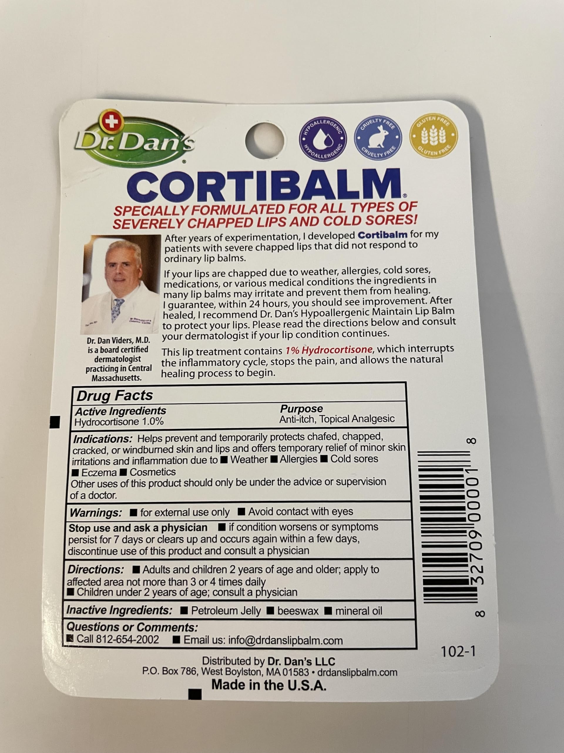 Dr. Dan's Cortibalm smooth texture highlighting moisturizing emollients
