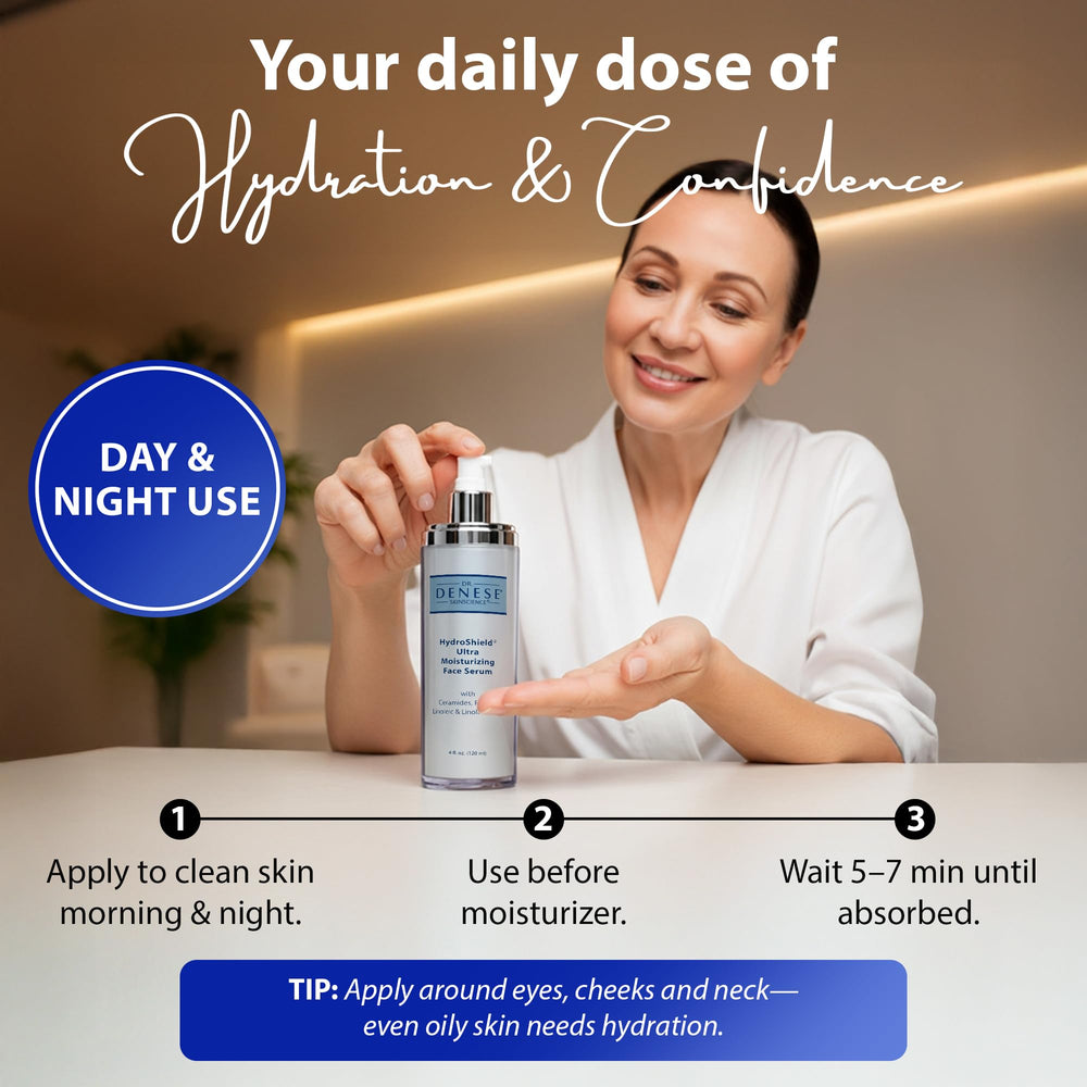 Dr. Denese ingredient label close-up highlighting retinol and ceramides