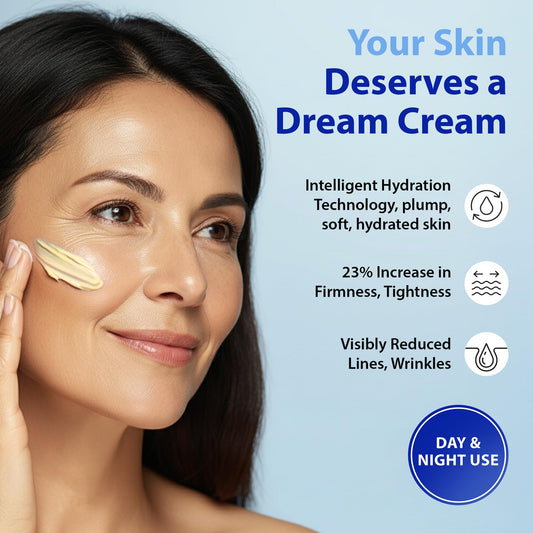 Dr. Denese open jar revealing silky cream texture for deep hydration