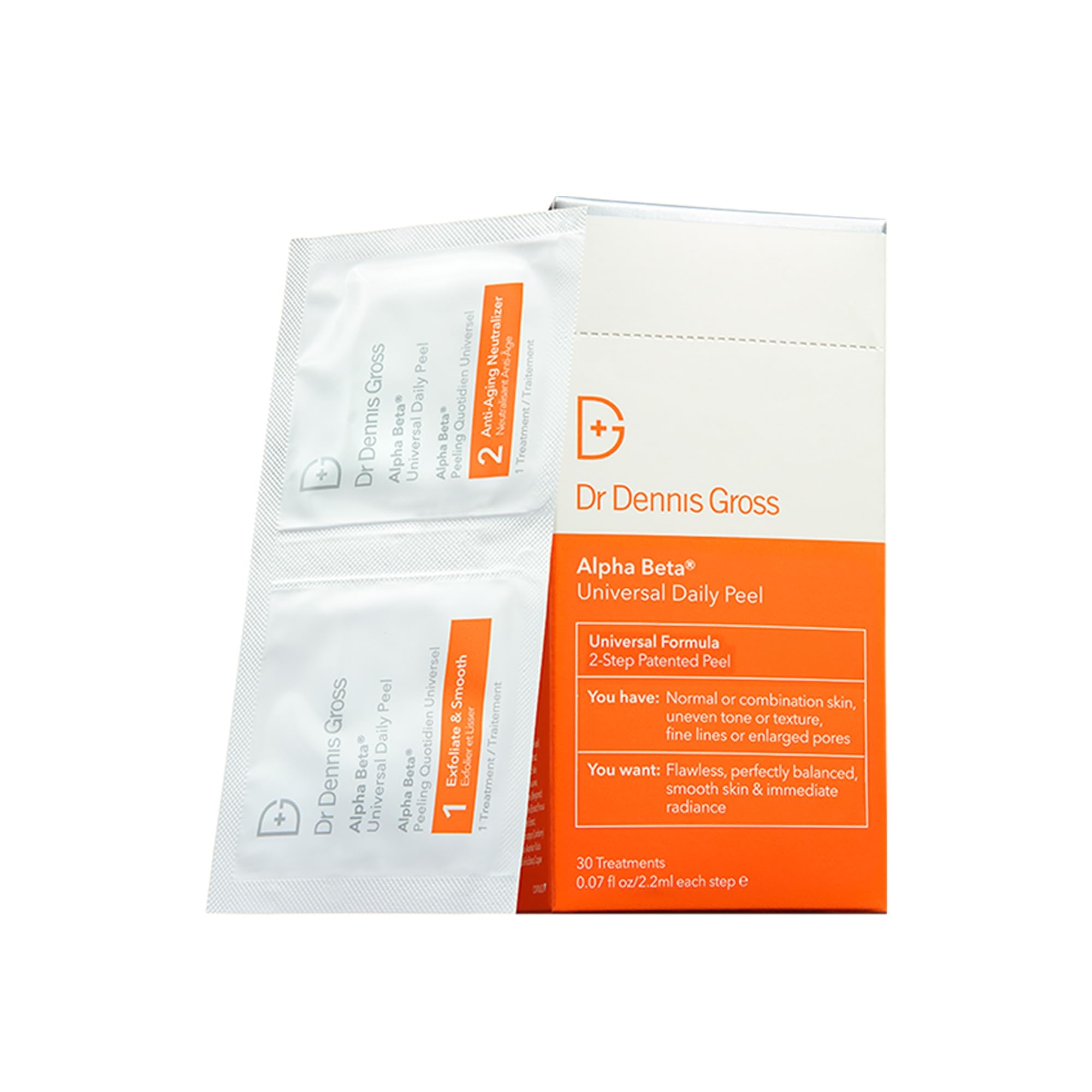 Dr Dennis Gross front packaging showing 30 treatments and benefits