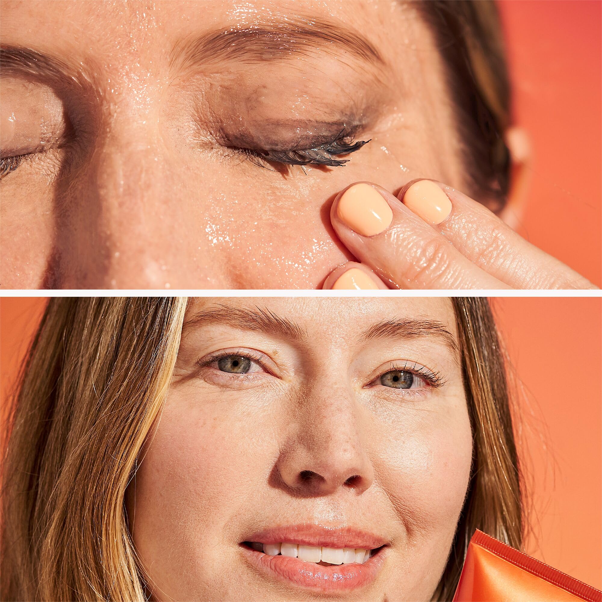 Dr Dennis Gross applying creamy oil on dry face illustrating makeup and SPF breakdown