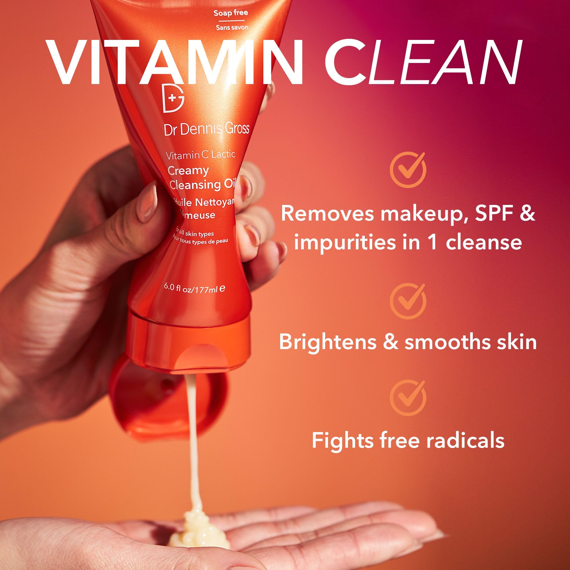 Dr Dennis Gross emulsified texture turning milky with water demonstrating easy rinseability