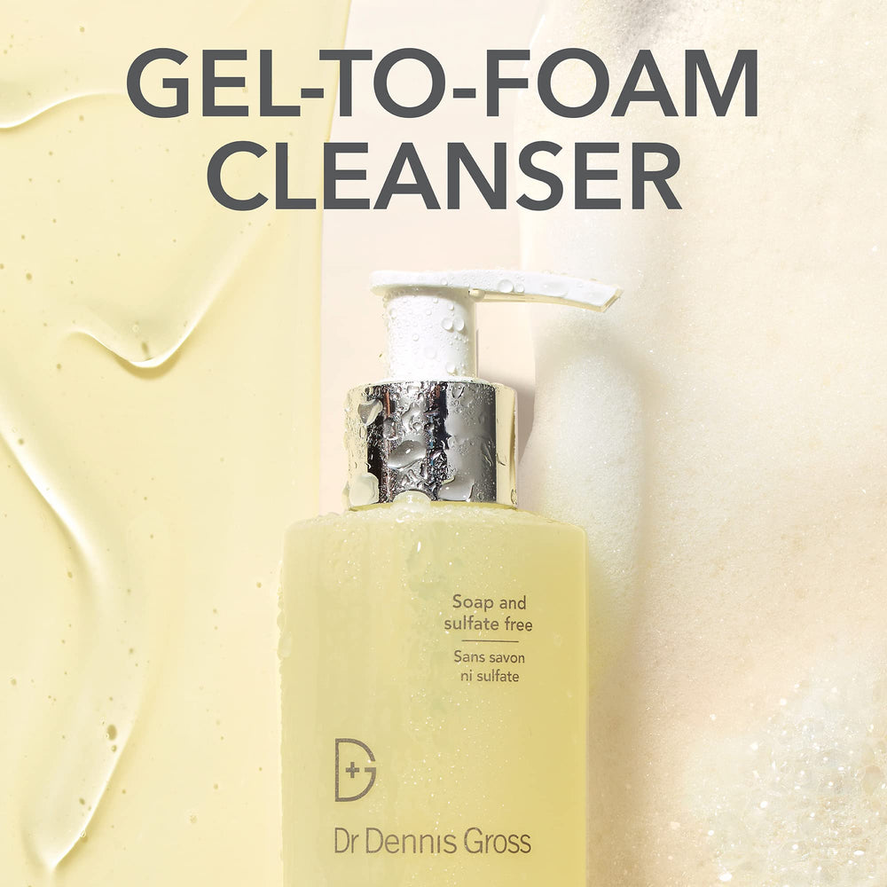 Dr Dennis Gross gel-to-foam texture close-up showing gentle lather