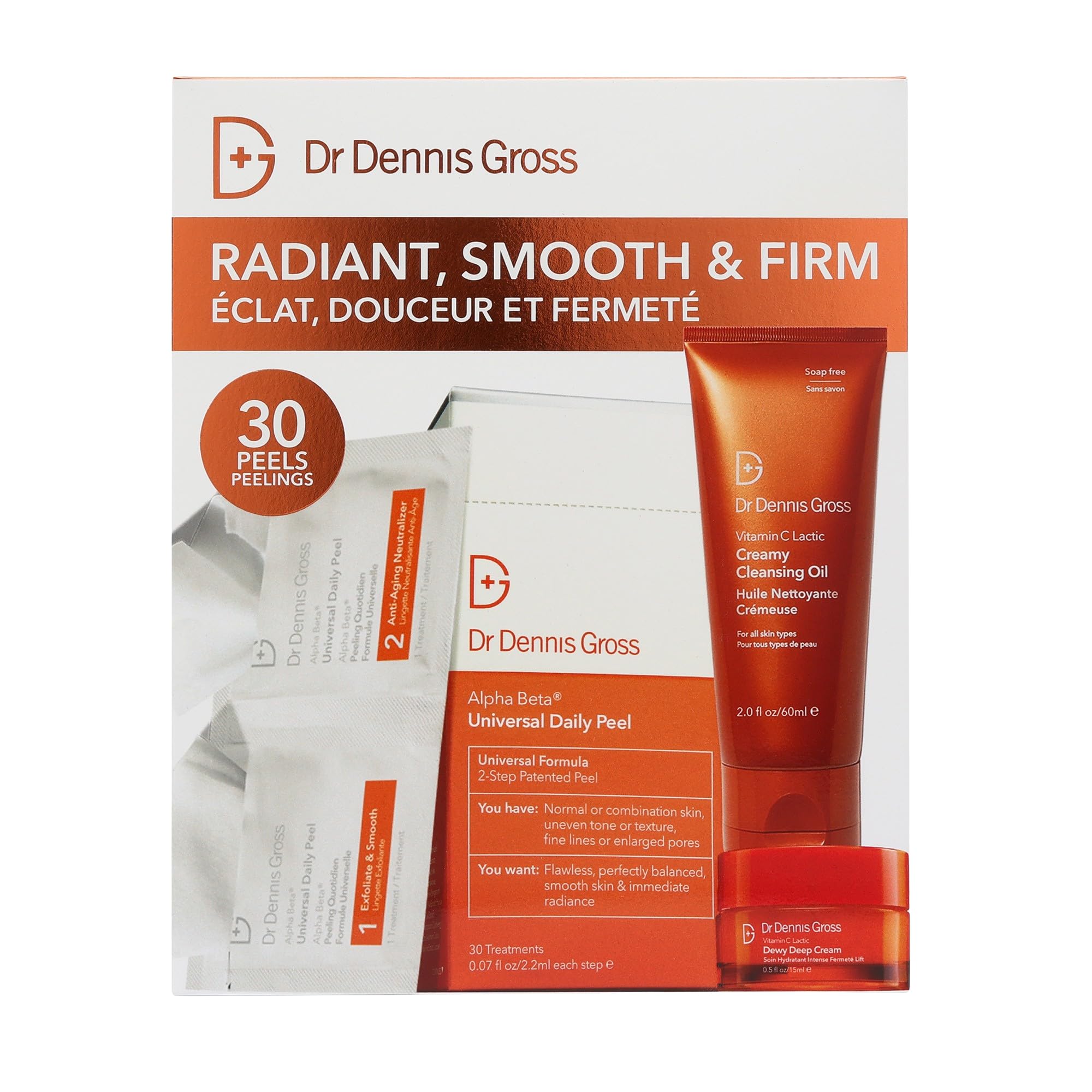 Dr Dennis Gross kit front packaging showing complete routine benefits