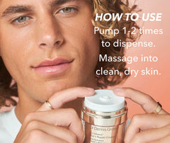 Dr Dennis Gross cream applied to cheek demonstrating satin-matte finish and blurred lines