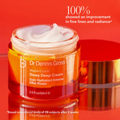 Dr Dennis Gross cream in hand to show 2 oz scale and portable skincare benefit