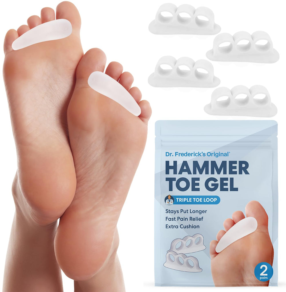 Dr. Frederick's Original front packaging showing two pairs, clear benefit of easy toe alignment