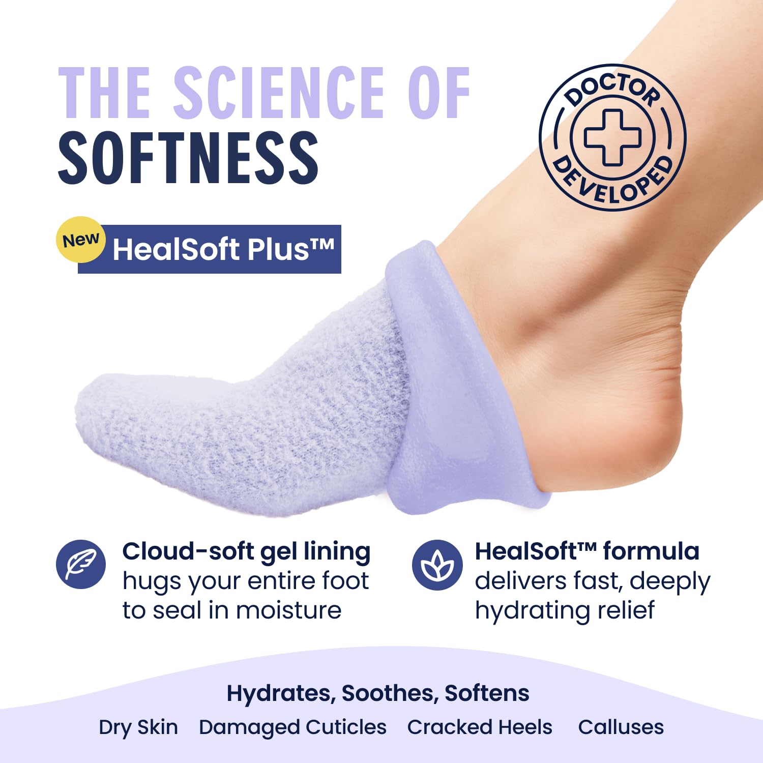 Dr. Frederick's close-up of healsoft plus gel lining showing even moisture delivery benefit
