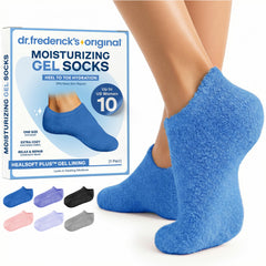 Dr. Frederick's front packaging showing moisturizing gel socks and benefits