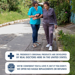 Dr. Frederick's woman walking in sneakers using spacers showing comfortable active use