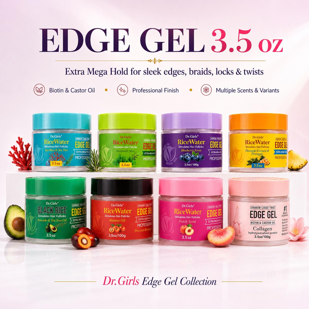 R&B Collection Dr. Girls used in finished hairstyle for polished, natural-looking edges