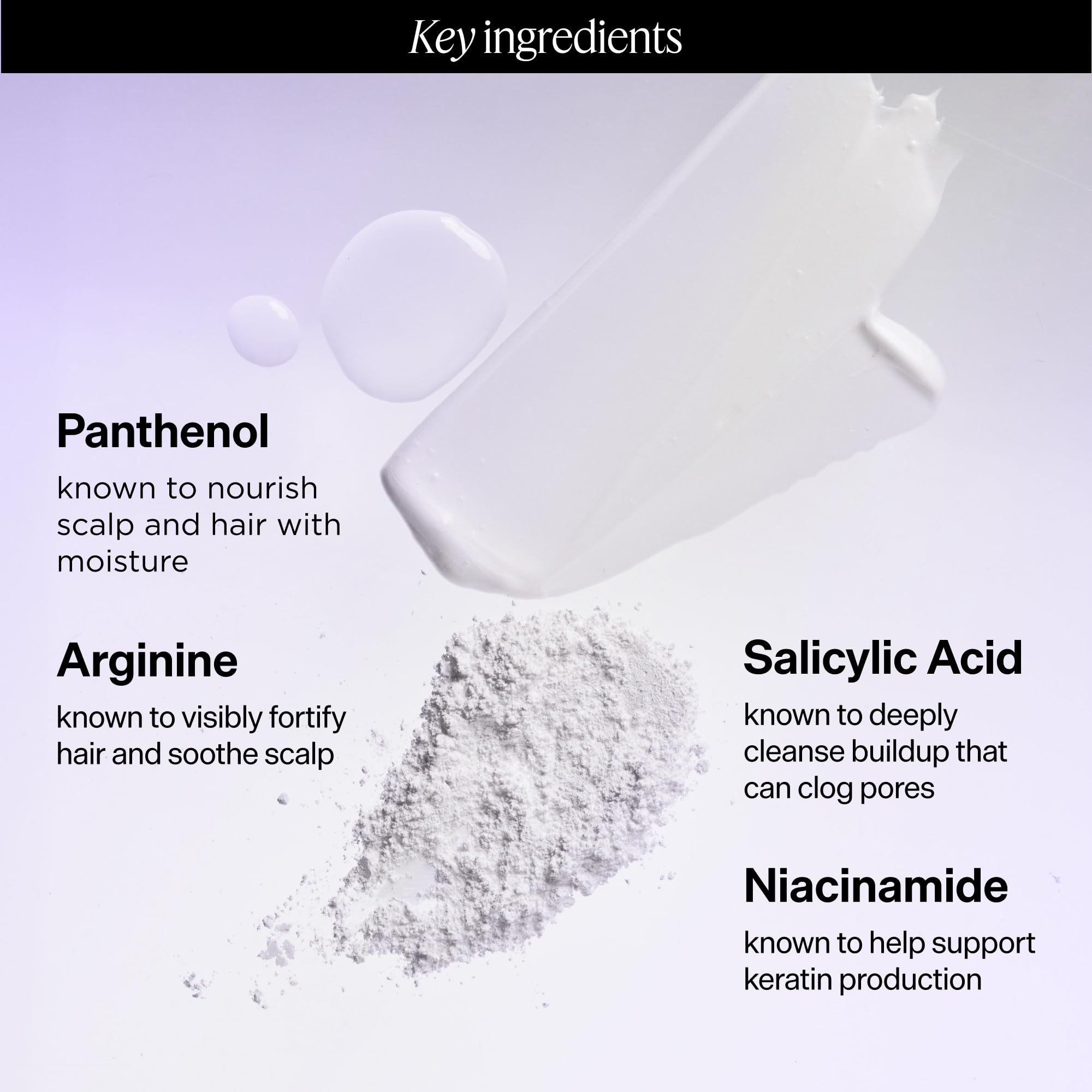 Dr. Groot label close-up listing biotin, salicylic acid and niacinamide benefit