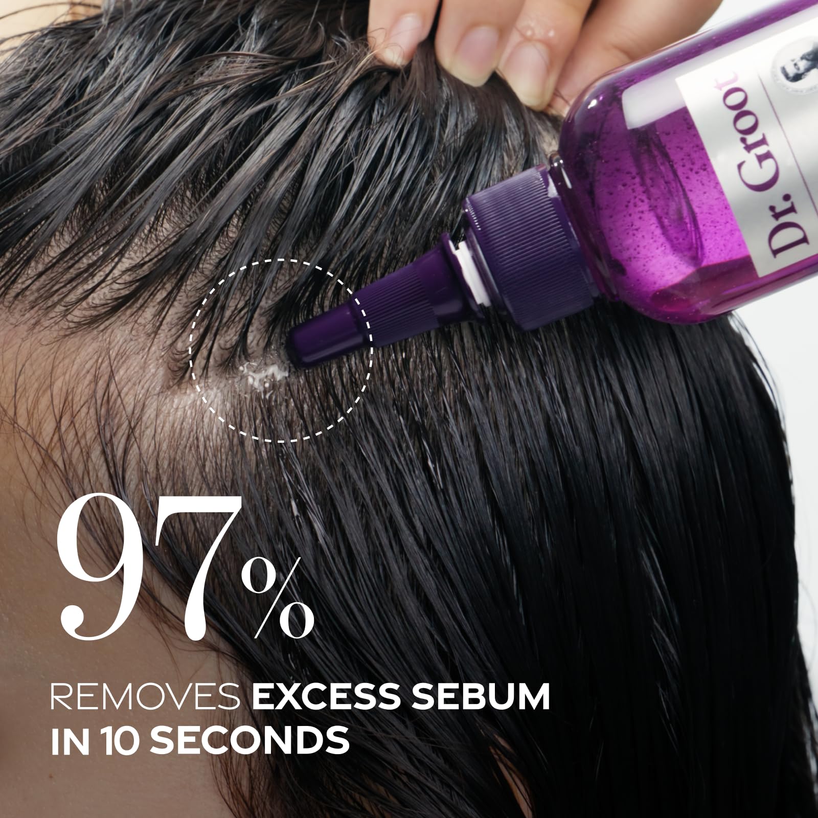Dr. Groot texture close-up revealing lightweight liquid that rinses easily