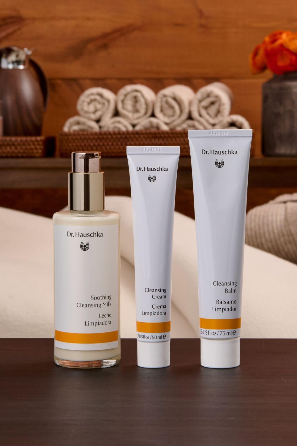 Dr. Hauschka cleanser in bathroom setting for daily routine convenience
