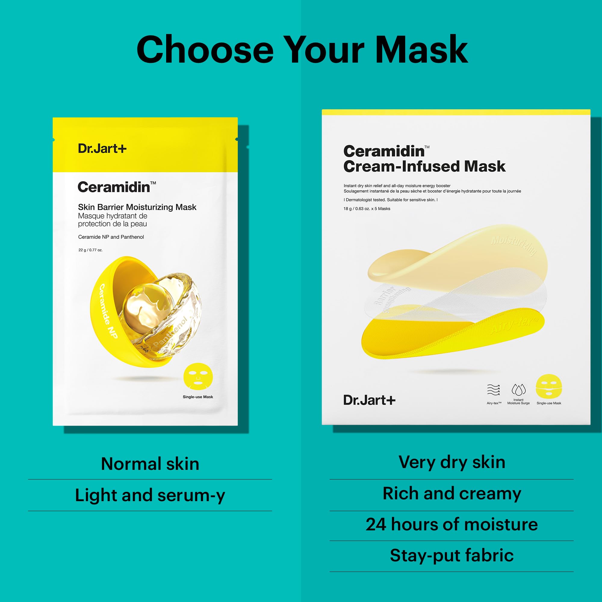 Dr.Jart+ ingredients label close-up highlighting ceramide and panthenol for barrier support