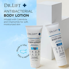 DR. LIFT on bathroom shelf in lifestyle scene showing daily routine fit