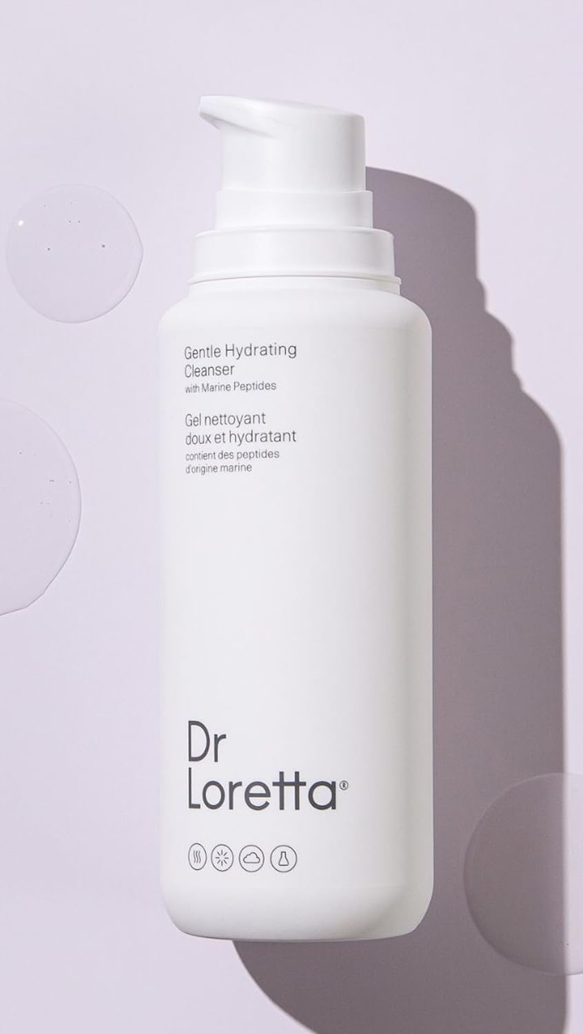 Dr. Loretta bottle on bathroom counter, illustrating everyday gentle skincare routine