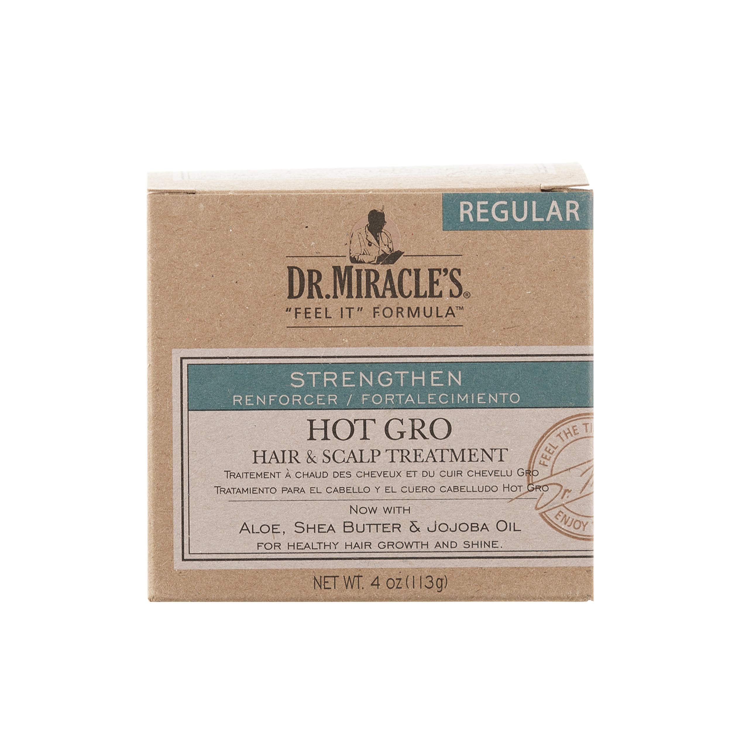 Dr. Miracle's front bottle view shows label and clear purpose for stronger hair