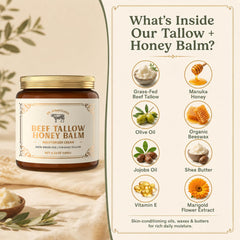 Dr. Miraculous ingredients honey beeswax and tallow highlighting natural formulation