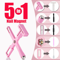 Dr.nail 5-in-1 magnet stick close-up showing interchangeable heads for varied effects