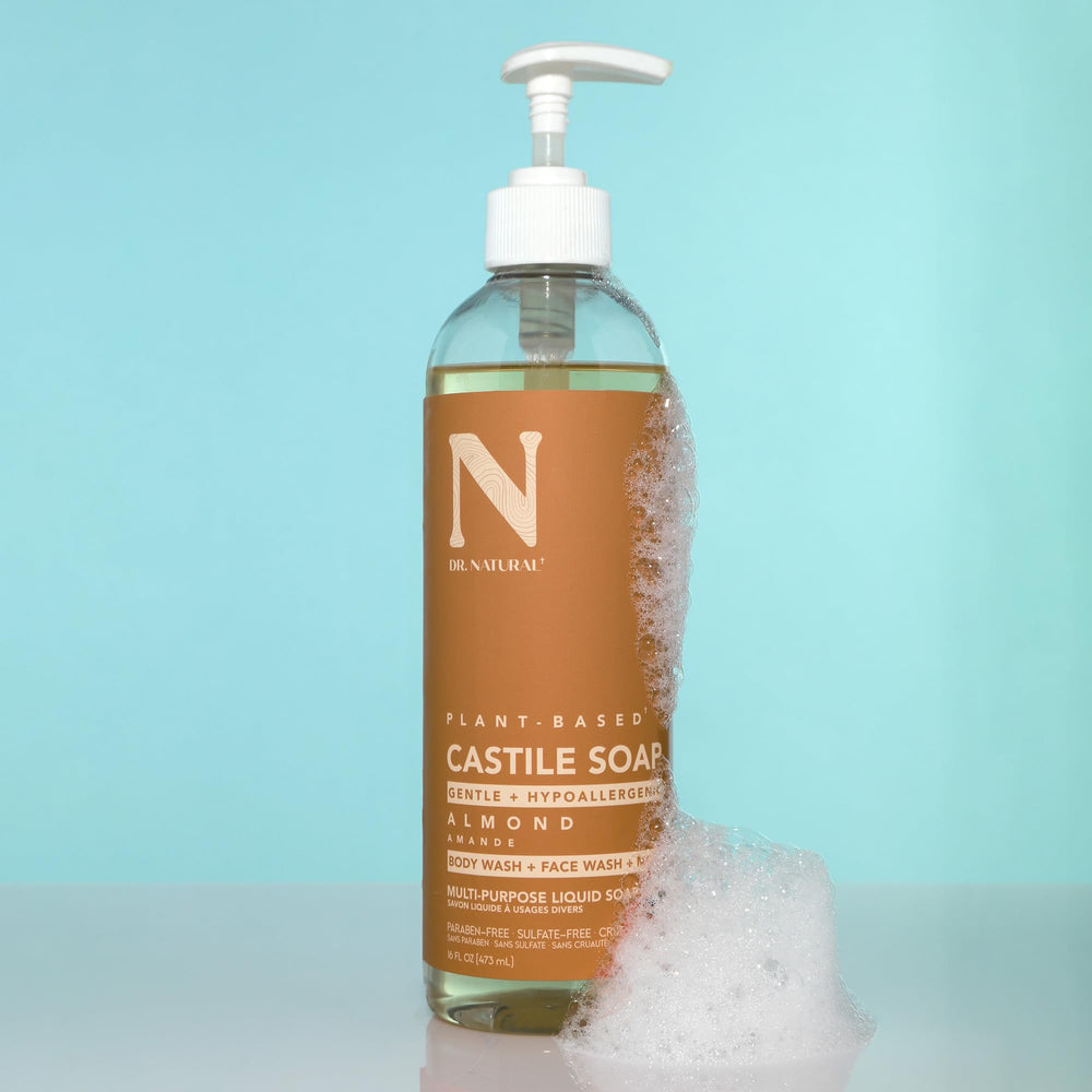 Dr. Natural bottle beside kitchen sink showing eco cleaning versatility