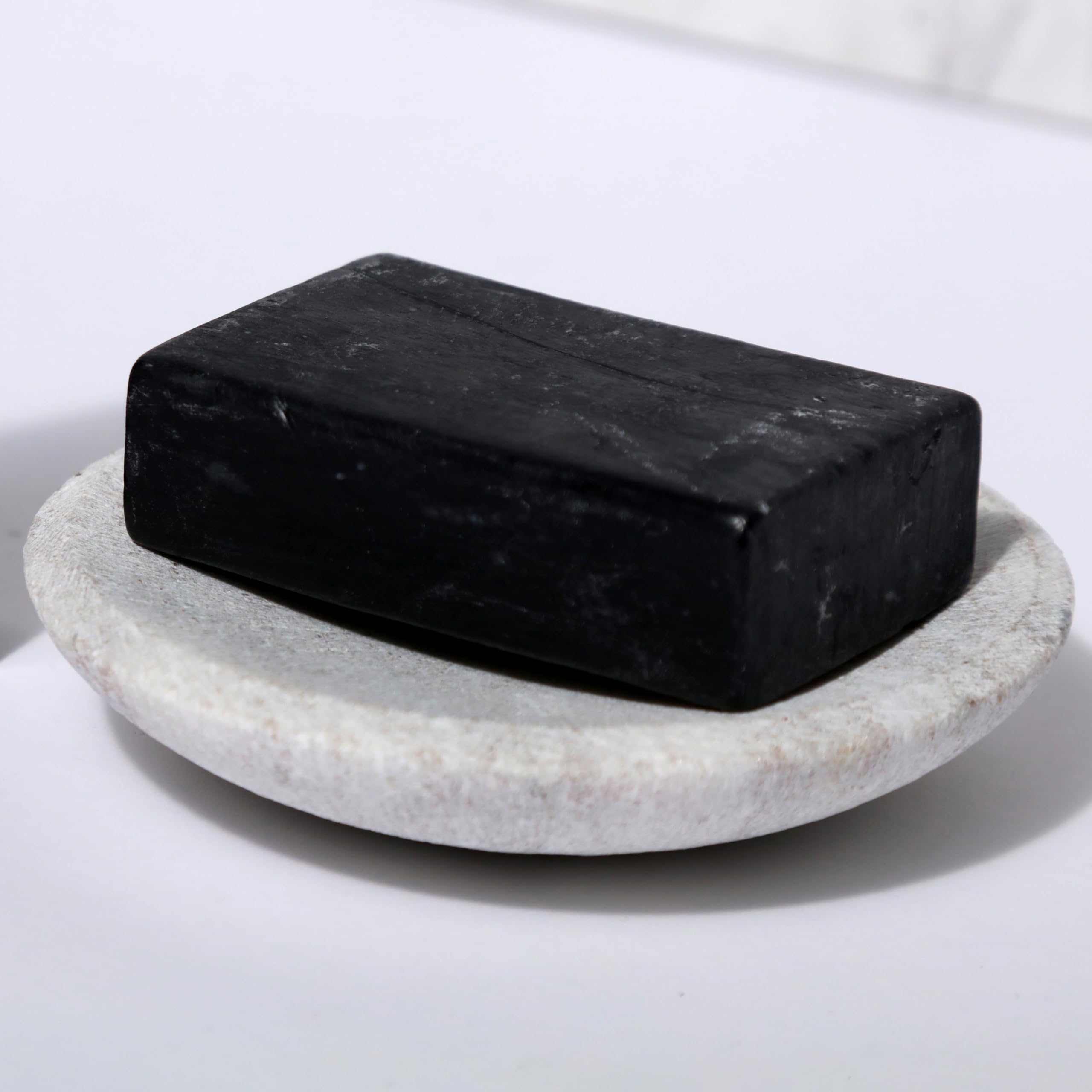 Lifestyle bathroom scene with Dr. Natural soap promoting calm morning routine