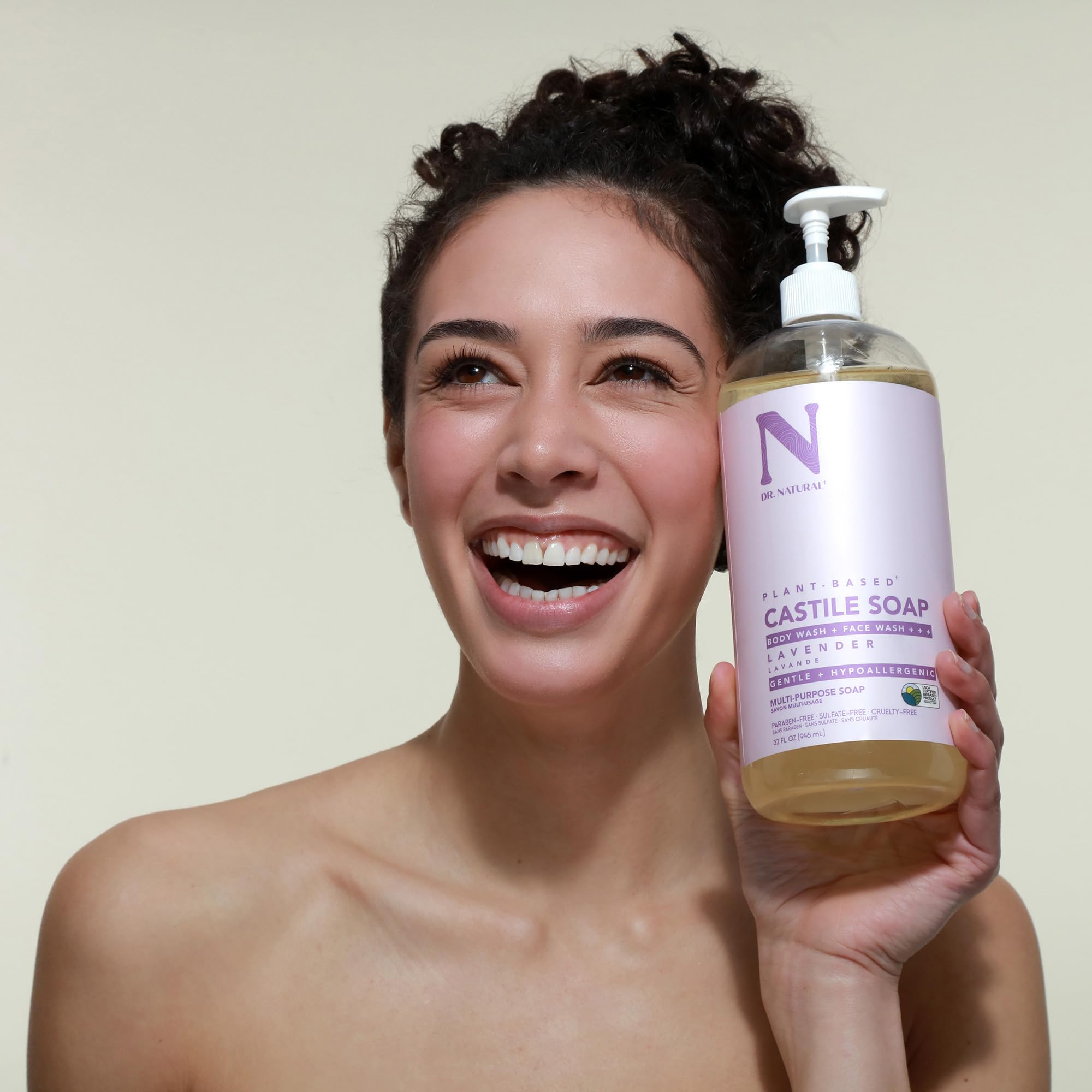 Dr. Natural used to wash a dog, gentle pet-cleaning benefit shown