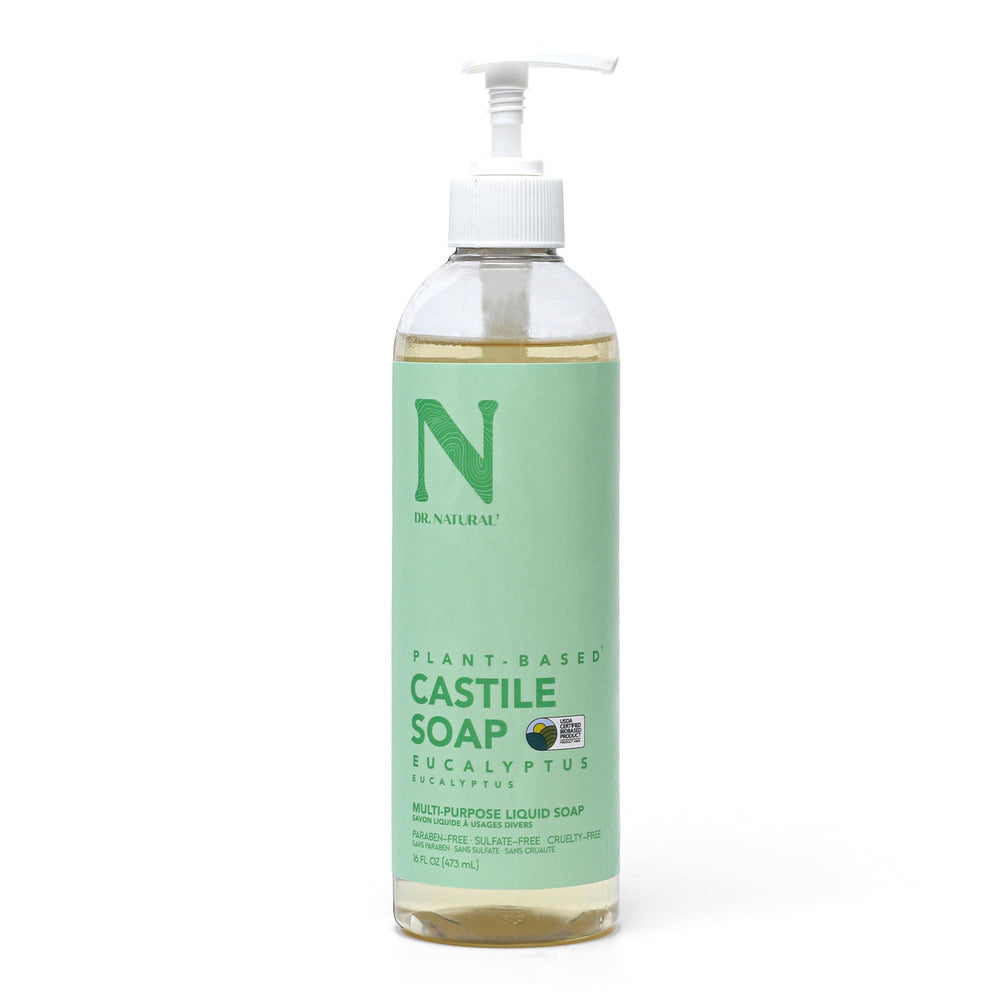 Dr. Natural front label showing eucalyptus scent and 16 oz size for clear product ID and benefits