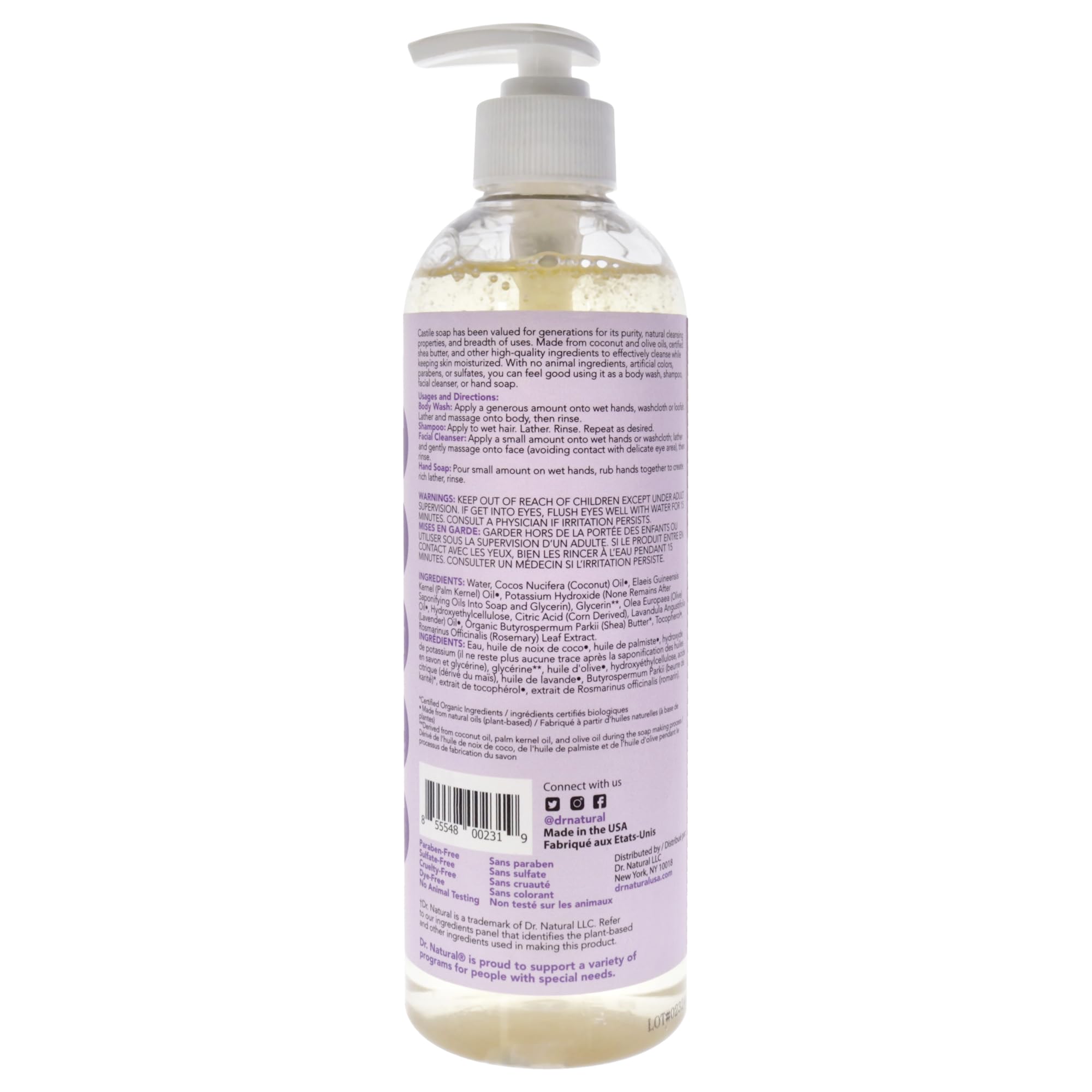 Dr. Natural lather texture demonstrating gentle foam and hydrating feel