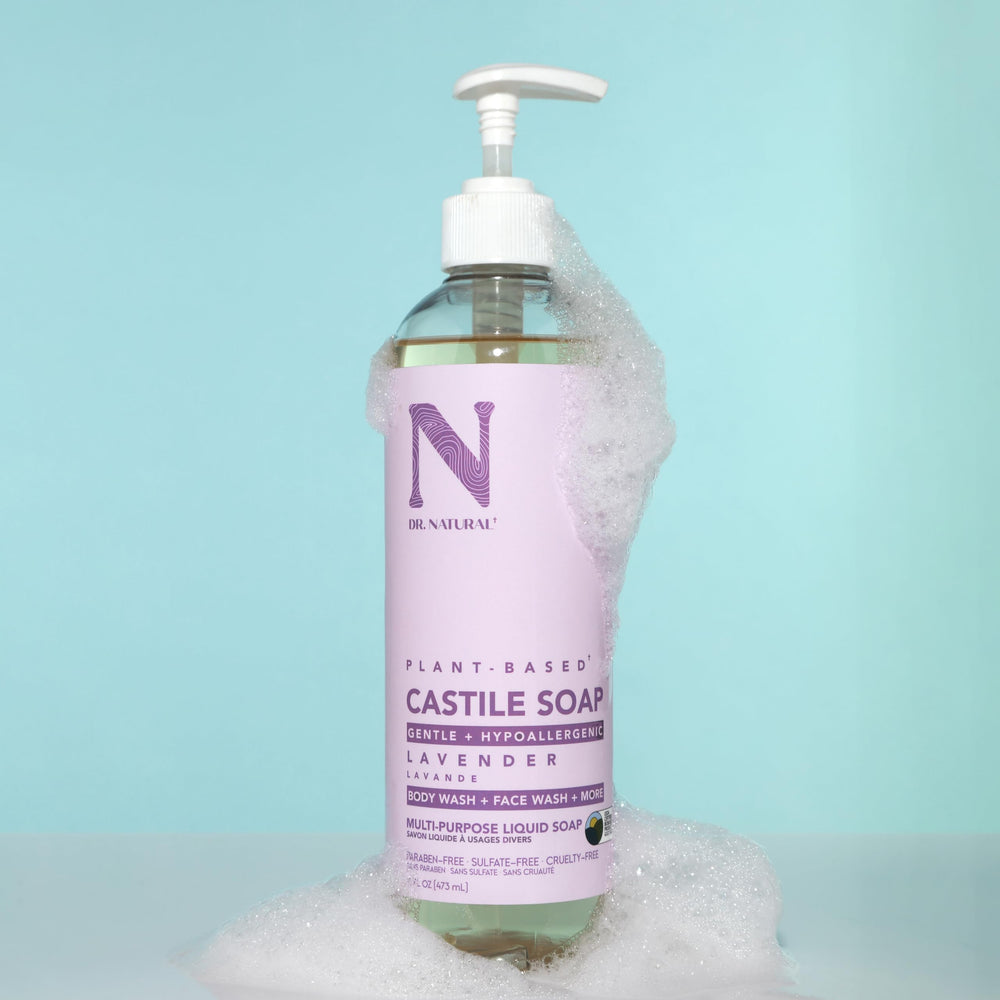 Dr. Natural pet bath showing gentle wash for fur and odor removal