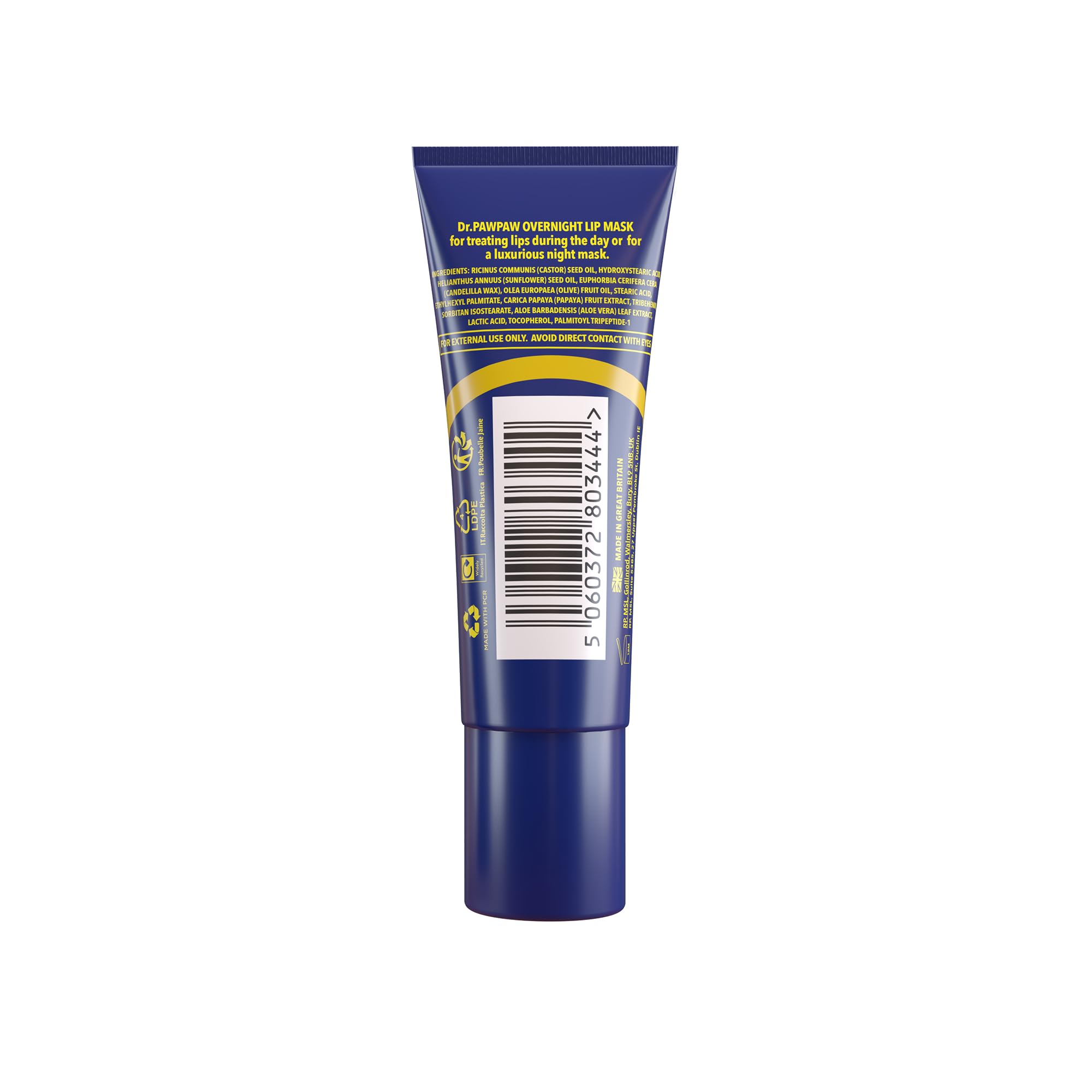 Dr. PAWPAW ORIGINAL BALM label and ingredient list close-up indicating natural formulation