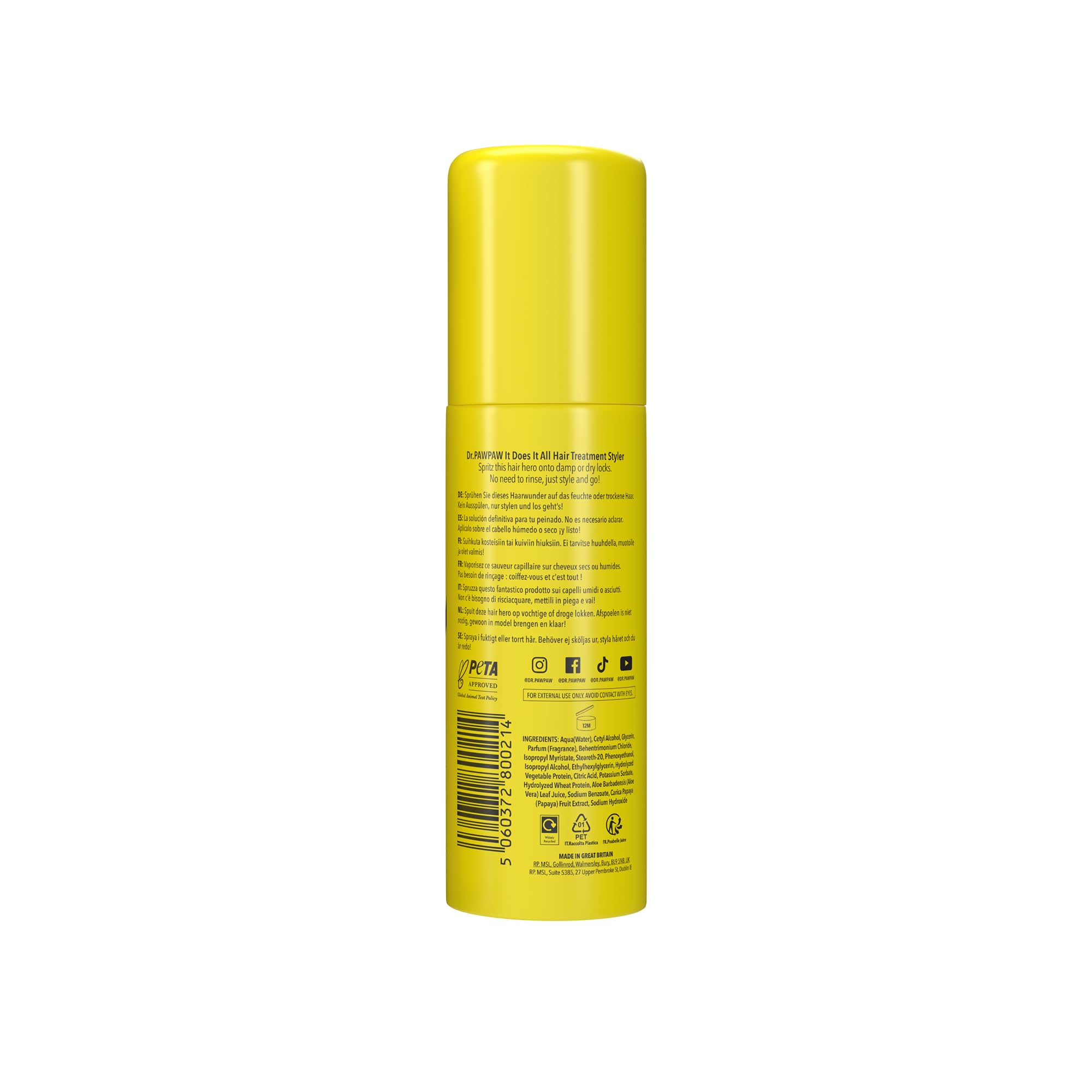 Dr. PAWPAW nozzle closeup highlighting even mist application benefit