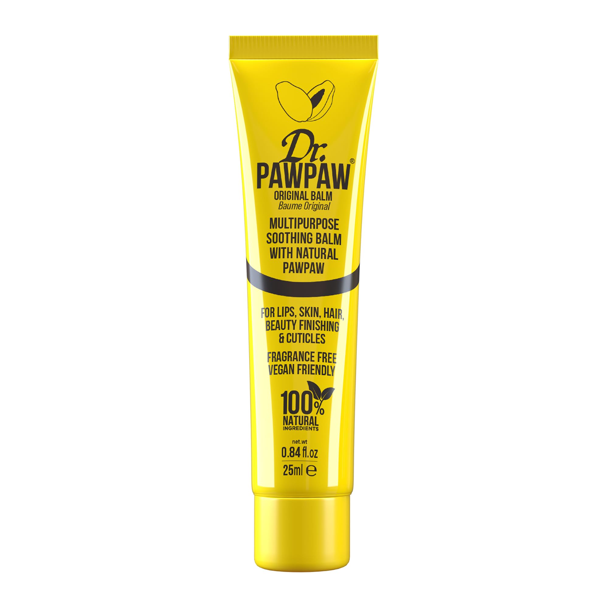 Dr. PAWPAW ORIGINAL BALM front tube showing compact portable design and quick hydration